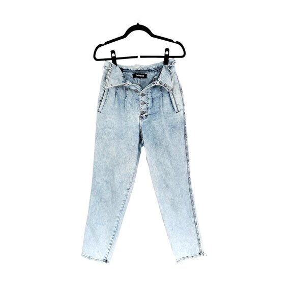 Express Foldover Waist Super High Rise Ankle Jeans - Picture 3 of 6